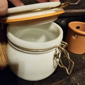 Vintage white milk canister